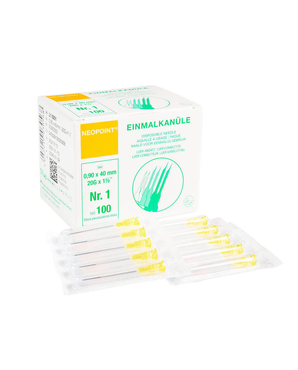 Neopoint Injectienaalden Geel 20G x 40 mm (100 stuks)